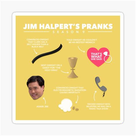 "The Office Jim Halpert’s Pranks S9" Sticker for Sale by cutermelon | Redbubble