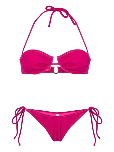 Reina Olga Penny Ruched Detail Bikini Set In Pink Lyst