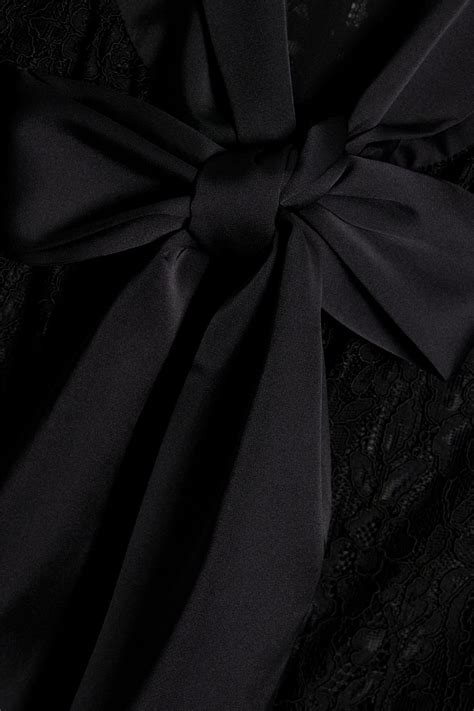 ALICE OLIVIA Brentley Satin Paneled Pussy Bow Corded Lace Blouse THE OUTNET