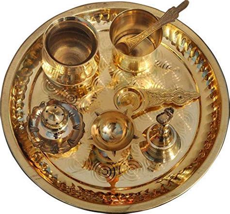 Saradha Metals Traditional Handcrafted Brass Pooja Thaliaarti Bartan