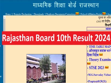 Rajasthan Board 10th Result 2024 RBSE Rajasthan Board Class 10 Result