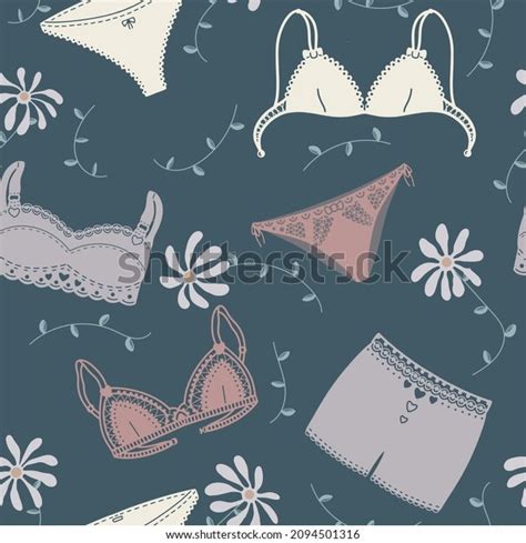 Lingerie Seamless Pattern Underwear Dark Blue Stock Vector Royalty