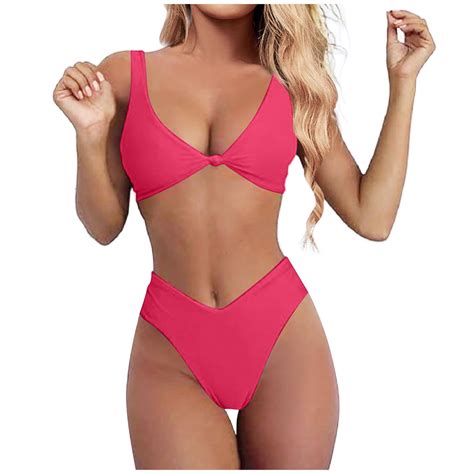 Sexy Bikinis For Women Bikini Set For Women Solid V Neck Knot Front