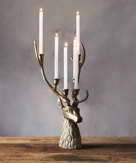 Stag Head Rustic Candle Holder Rustic Holiday Decor