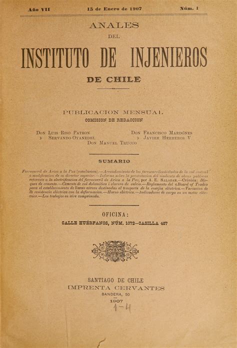 Anales Del Instituto De Injenieros De Chile Biblioteca Nacional Digital De Chile