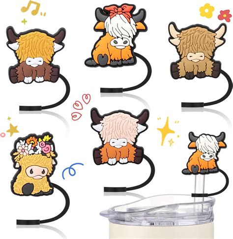 Xlsxexcl 12 Pcs Cow Straw Covers For Stanley Cup Highland