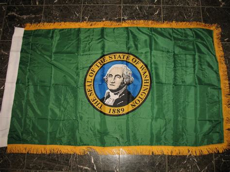 3x5 Washington State Poly Nylon Sleeve With Gold Fringe Flag 3x5 Banner Patio