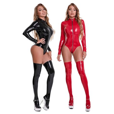 Body Sexy De L Tex De Pvc Para Mujer Mono De Piel Sint Tica Con Doble