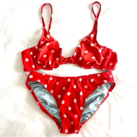 J Crew Swim J Crew Red And White Polka Dot Bikini Poshmark