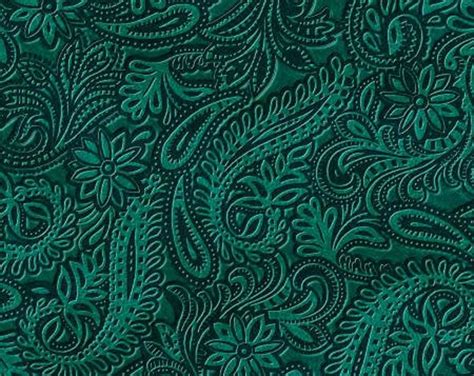 Cattle Drive Teal Stamped Leather 100 Cotton Fabric Oasis Fabrics By