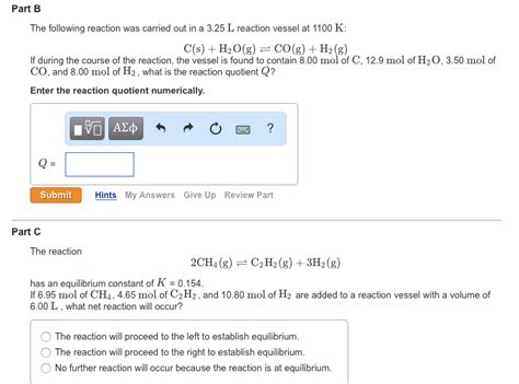 Solved The Following Reaction Was Carried Out In A 3 25 L Chegg