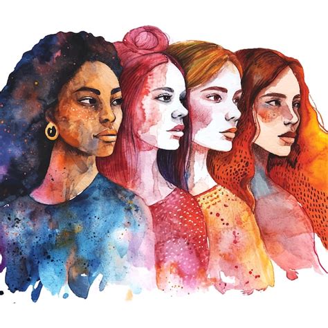 Ilustra O De Aquarela No Dia Internacional Da Mulher Em Fundo Branco