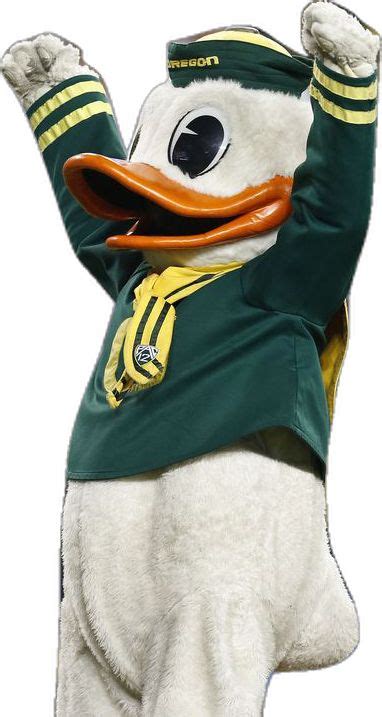 the mascot is wearing a green and yellow uniform with his arms up in ...