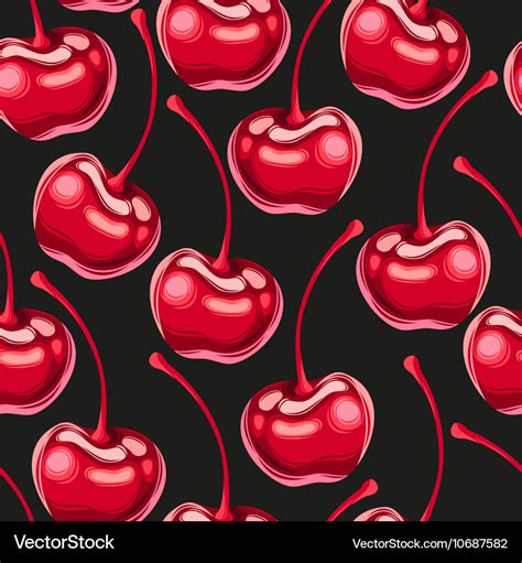 Cherries Fruit Seamless Pattern Royalty Free Vector Image