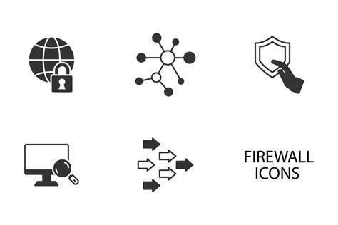 Conjunto De Iconos De Seguridad Inform Tica De Cortafuegos Elementos