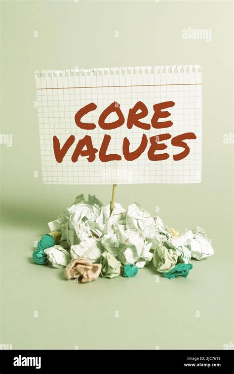 Sign Displaying Core Values Business Overview Belief Person Or