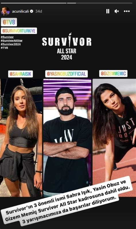 Sahra Işık Gizem Memiç ve Yasin Obuz Survivor All Star kadrosunda