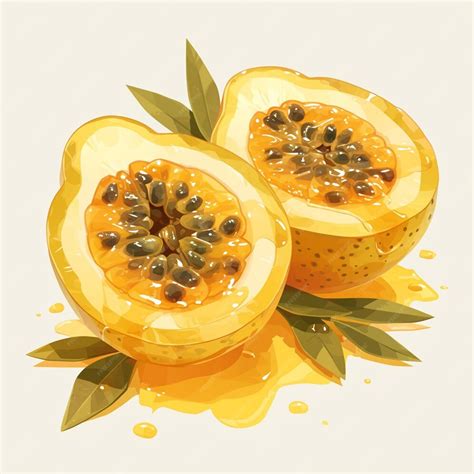 Premium Vector Passion Fruit Halves With Black Seeds