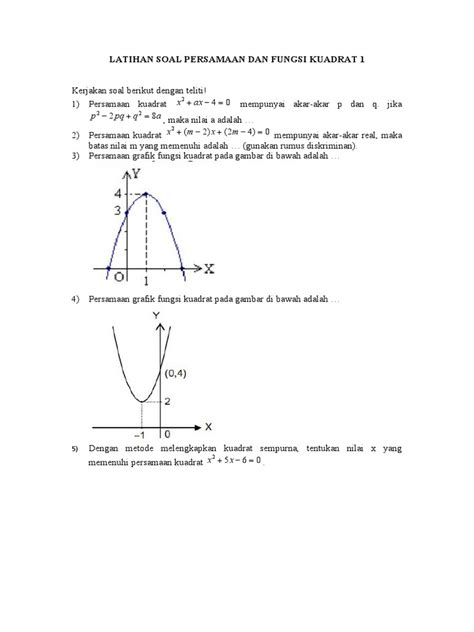 Latihan Soal Persamaan Dan Fungsi Kuadrat 1 Pdf