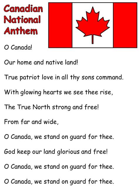 template | Teaching language arts, Templates, Canadian national anthem