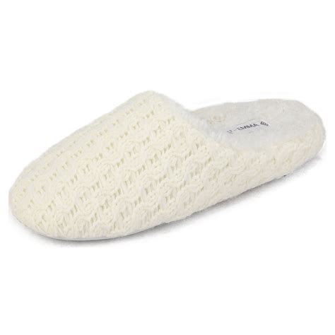 Dream Pairs Faux Fur Knitted Slippers For Women Memory Foam Women S