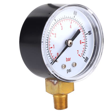 Pressure Gauge 0 100psi 0 7bar 50mm Dial 18 Bspt Bottom Connection For