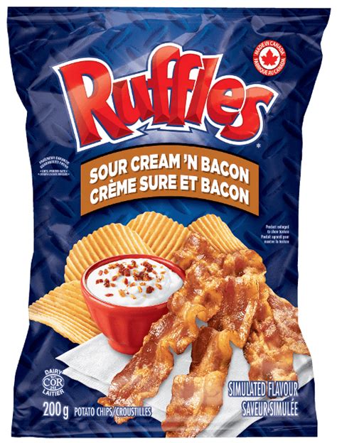 Ruffles Sour Cream 'N Bacon Chips | Potato chips, Bacon chips, Bacon potato