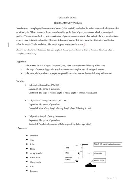 Pendulum Design Experiment Practical | Physics - Year 11 SACE | Thinkswap