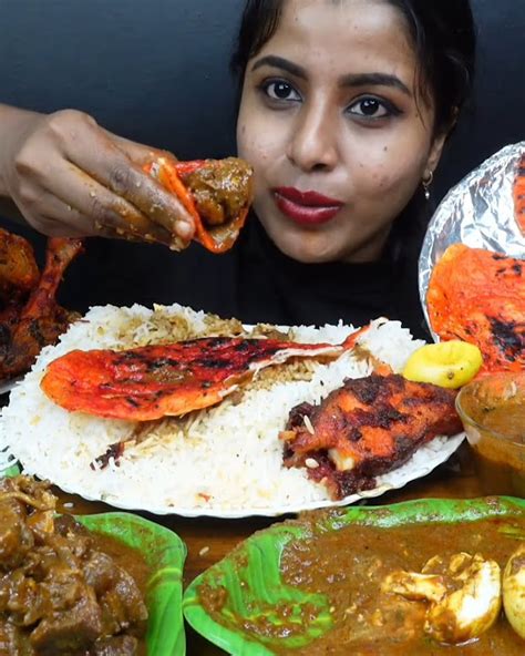 Asmr Eating Spicy Mutton Curry Masala Fish Fry Chicken Curry Rice