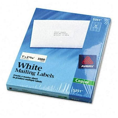 Avery 5351 Self-Adhesive Address Labels for Copiers 1 x 2-13/16 White ...