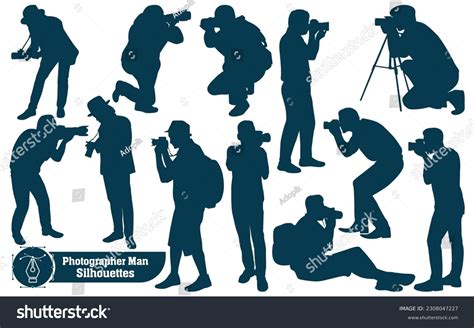 Photographer Man Holding Camera Silhouette Vector Stock Vector (Royalty ...