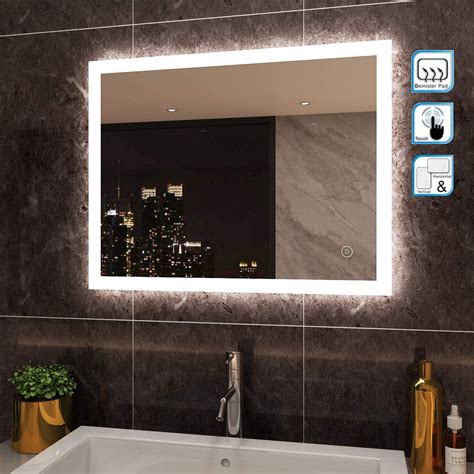 Miroir De Salle De Bains Led Hi Tech Luxs Mercure X Cm Cdiscount