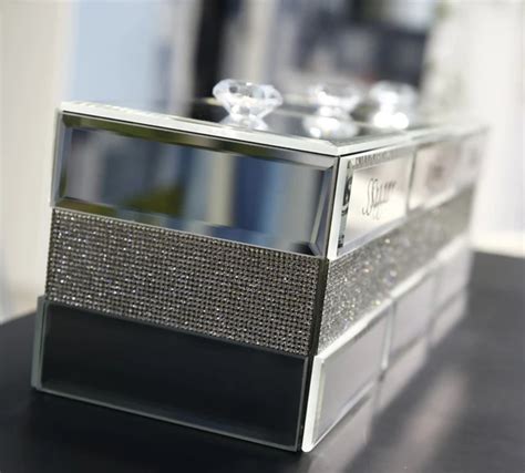 Square Silver Tea Coffee Sugar Canister Set Storage Jar With Swarovski