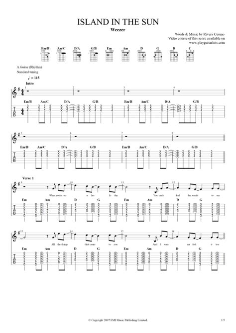 Island In The Sun Guitar Chords