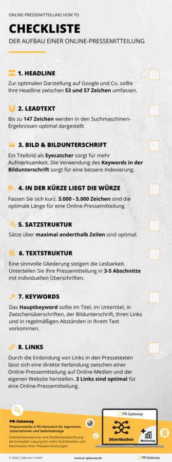 How To Online Pressemitteilung Checkliste Zu Inhalt Aufbau Und Versand