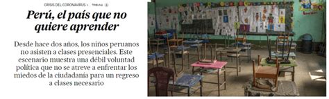 Clases Presenciales Perú El País Que No Quiere Aprender Así Titula