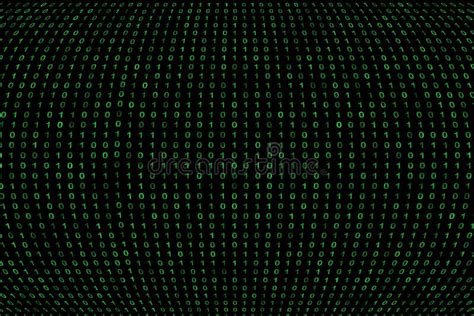 Binary Code Grid From Bright Green Digits On Black Background Matrix