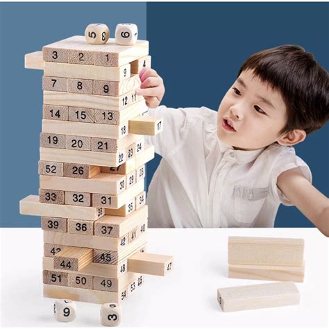 54pcs Mini Wooden Jenga Wiss Toy Stack Blocks T Ideas Shopee