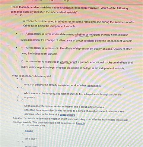 Solved Recall That Independent Variables Cause Changes In Dependent