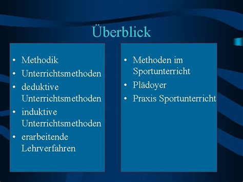 Sportunterricht Methoden Und Methodenkonzeptionen Berblick Methodik