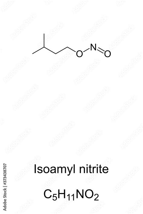 Isoamyl nitrite, amyl nitrite, known as poppers, chemical structure. As ...