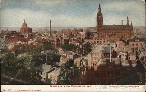 Birds Eye View Milwaukee Wi Postcard