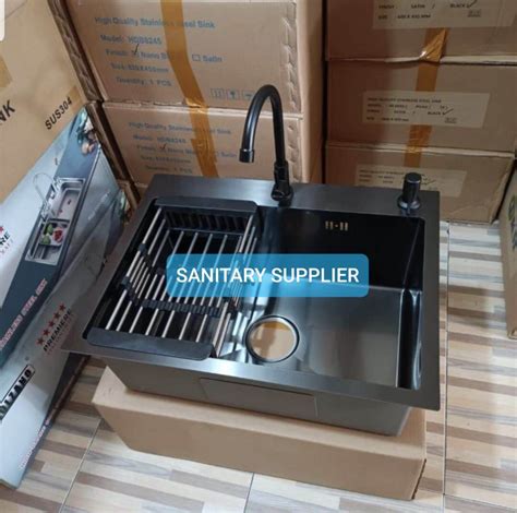 PAKET LENGKAP KITCHEN SINK 6045 BLACK LENGKAP KRAN BAK CUCI PIRING