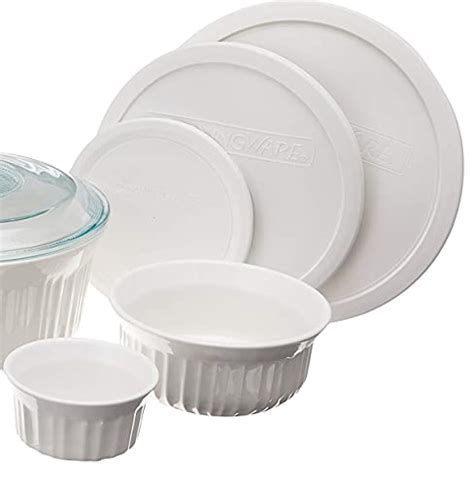 CorningWare French White 10 Pc Ceramic Bakeware Set With Lids Chip And