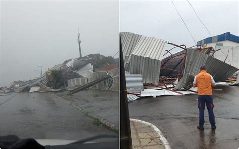 V Deo Chuva Vento Arranca Telhado De Empresa E Deixa Ruas Alagadas