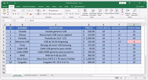 Formato De Inventario En Excel