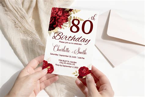 80th Birthday Invitations Woman 80th Birthday Party Invitation Etsy