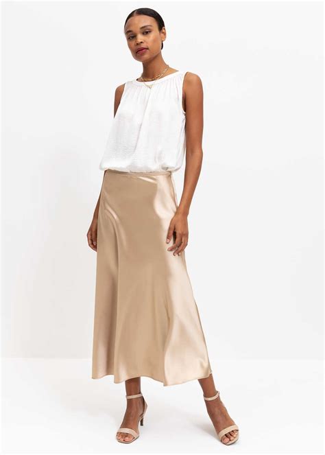 Satin Midi Skirt Za