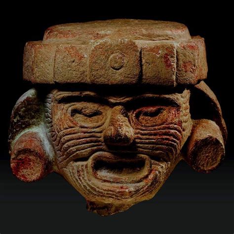 Teotihuacantoltec Stone Head Of The Aged Fire God Pueblaoaxaca