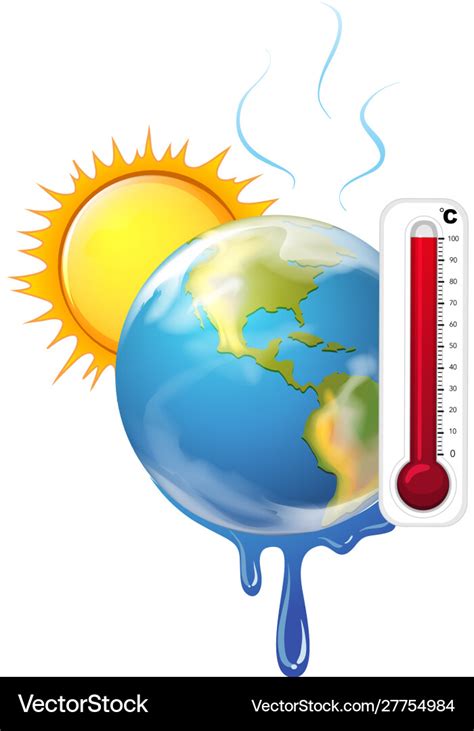 Global Warming With Hot Sun Royalty Free Vector Image